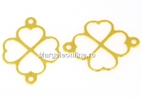 Link, clover, gold-plated 925 silver, 21x16mm  - x1