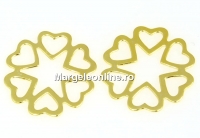 Link, clover, hearts, gold-plated 925 silver, 14mm - x1