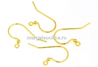 Earring findings, gold-plated 925 silver, 26mm - x1pair