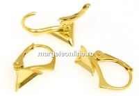 Earring findings, gold-plated 925 silver, cube 8mm - x1pair