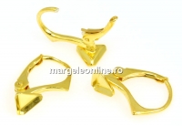 Earring findings, gold-plated 925 silver, cabochon cube 6mm - x1pair
