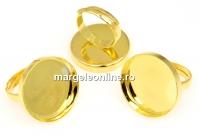 Ring base, adjustable, gold-plated 925 silver, cabochon 20mm - x1