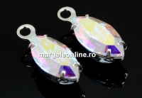 Swarovski, pand.pl. rodiu, chaton navette, aurore boreale, 13mm - x1