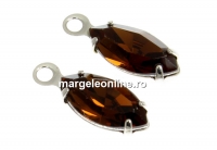 Swarovski, pand. pl. rodiu, chaton navette, smoked topaz, 13mm - x1