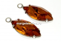 Swarovski, pand. pl. rodiu, chaton navette, topaz, 18mm - x1