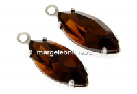 Swarovski, pand. pl. rodiu, chaton navette, smoked topaz, 18mm - x1