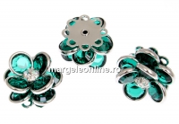 Swarovski, pandantiv cabochon multistone pl. rodiu, emerald  - x1