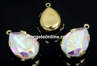 Swarovski, pand. pl. cu aur, fancy picatura, aurore boreale, 21mm - x1