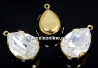 Swarovski, pand. pl. cu aur, fancy picatura, crystal, 21mm - x1