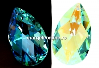 Swarovski, pand. picatura, antique green blue aurore boreale, 38mm - x1