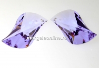 Swarovski, wave leaf pendant, violet, 30mm - x1