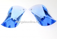 Swarovski, pandantiv wave leaf, medium sapphire, 30mm - x1