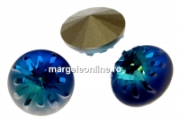 Swarovski, sea urchin fancy rivoli, bermuda blue, 10mm - x1