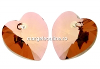 Swarovski, pandantiv inima, jonquil antique pink, 14mm - x2