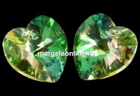 Swarovski, heart pendant, luminous green, 14mm - x2