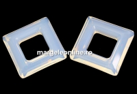Swarovski, pandantiv square ring, white opal, 14mm - x1