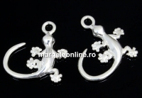 Pendant, lizard,  925 silver, 15mm  - x1