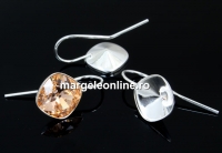 Earring findings, 925 silver, for Swarovski 4470, 10mm - x1pair