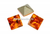 Swarovski, fancy chaton Square, tangerine, 3mm - x10