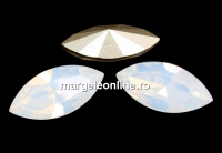 Swarovski navette, fancy chaton , white opal, 6mm - x6