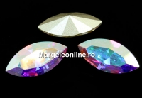 Swarovski navette, fancy chaton, aurora borealis, 15mm - x2
