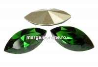 Swarovski navette, fancy chaton, dark moss green, 15mm - x2