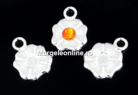 Pendant base, 925 silver, clover, for Swarovski rhinestone 3mm - x1piece