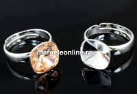 Ring base, square adjustable, 925 silver, for Swarovski 4470 10mm - x1