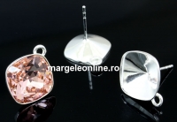 Earring findings, 925 silver, rhombus, bar and jump ring, for Swarovski 4470 10mm - x1pair