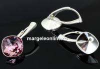 Earring findings, 925 silver, rhombus, click, for Swarovski 4470 and 4461 12mm - x1pair