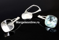 Earring findings, 925 silver, square, click, for Swarovski 4470 and 4461 12mm - x1pair