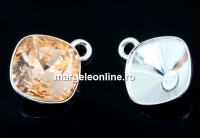 Pendant base, 925 silver, rhombus, for Swarovski 4470 10mm - x1
