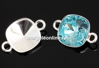 Link, base, 925 silver, square, for Swarovski 4470 and 4461 12mm - x1