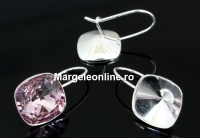Earring findings, 925 silver, square, with lock, for Swarovski 4470 and 4461 12mm - x1pair