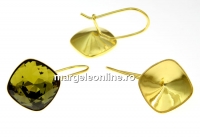 Earring findings, 925 silver, gold-plated, rhombus,  for Swarovski 4470 and 4461 12mm - x1pair
