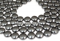 Perle Swarovski disc, dark grey pearl, 12mm - x4