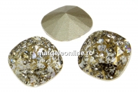 Swarovski, fancy square, gold patina, 12mm - x1