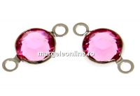 Swarovski, link pl. cu rodiu, disc, rose, 12mm - x4