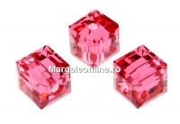 Swarovski, margele cub, indian pink, 6mm - x2