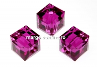 Swarovski, margele cub, fuchsia, 6mm - x2