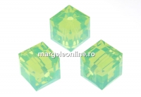 Swarovski, margele cub, chrysolite opal, 6mm - x2
