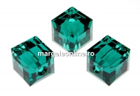 Swarovski, margele cub, emerald, 8mm - x1