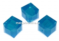 Swarovski, margele cub, caribbean blue opal, 8mm - x1