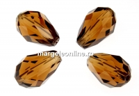 Swarovski, margele picatura, smoked topaz, 10.5mm - x2