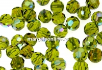 Swarovski, margele rotund fatetat, olivine AB, 4mm - x10