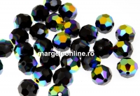 Swarovski, faceted round bead, jet AB, 6mm - x6