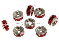 Swarovski, spacer, placat rodiu, light siam, 6mm - x2