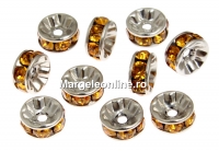 Swarovski, spacer, placat rodiu, topaz, 6mm - x2