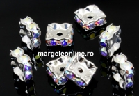 Swarovski, spacer, placat rodiu, aurore boreale, 6mm - x2