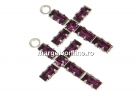 Swarovski, pand. pl. rodiu, cruce, amethyst, 19mm - x1